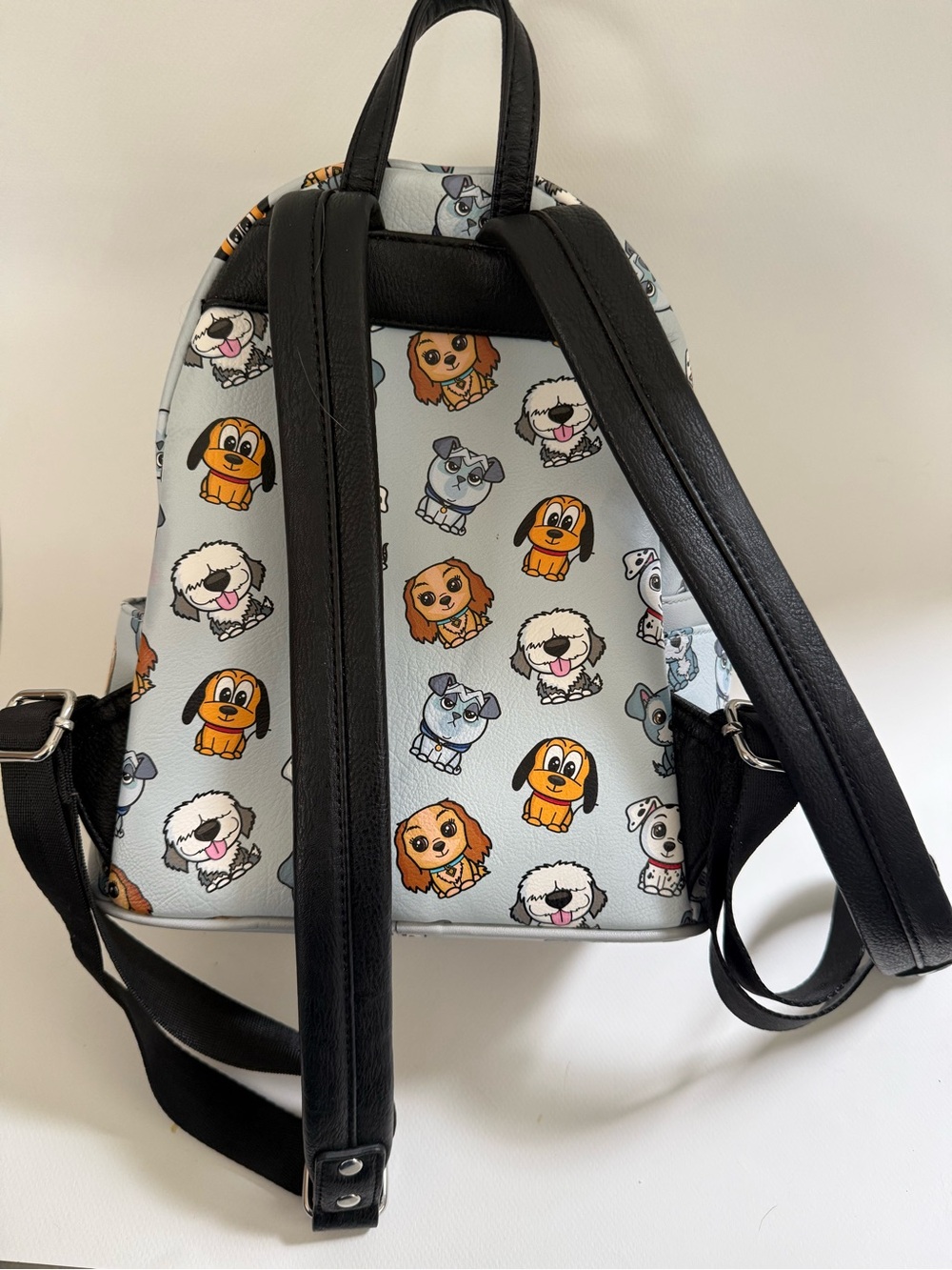 Disney Parks Loungefly Light Blue/Gray Puppy Print Mini Backpack - Picture 2 of 6
